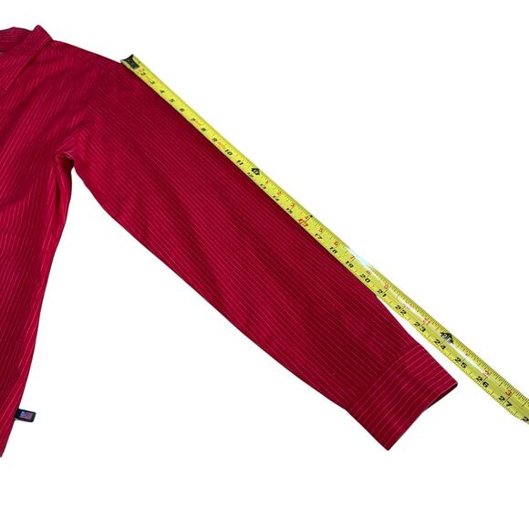 Vtg Polo Jeans Co Ralph Lauren Pinstripe Button Up Shirt Red Women's L Preppy - Picture 10 of 13